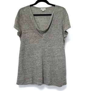 2/$30 Sundance Linen Scoop Cowl neck Short Sleeve Top Marbled Grey SZ S